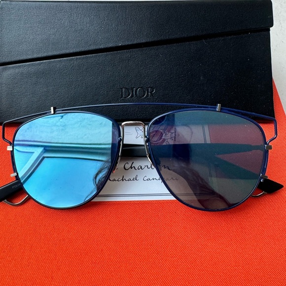 Christian Dior CD Technologic PQU/A4 Navy Blue Mirrored Pilot Sunglasses - Picture 4 of 13